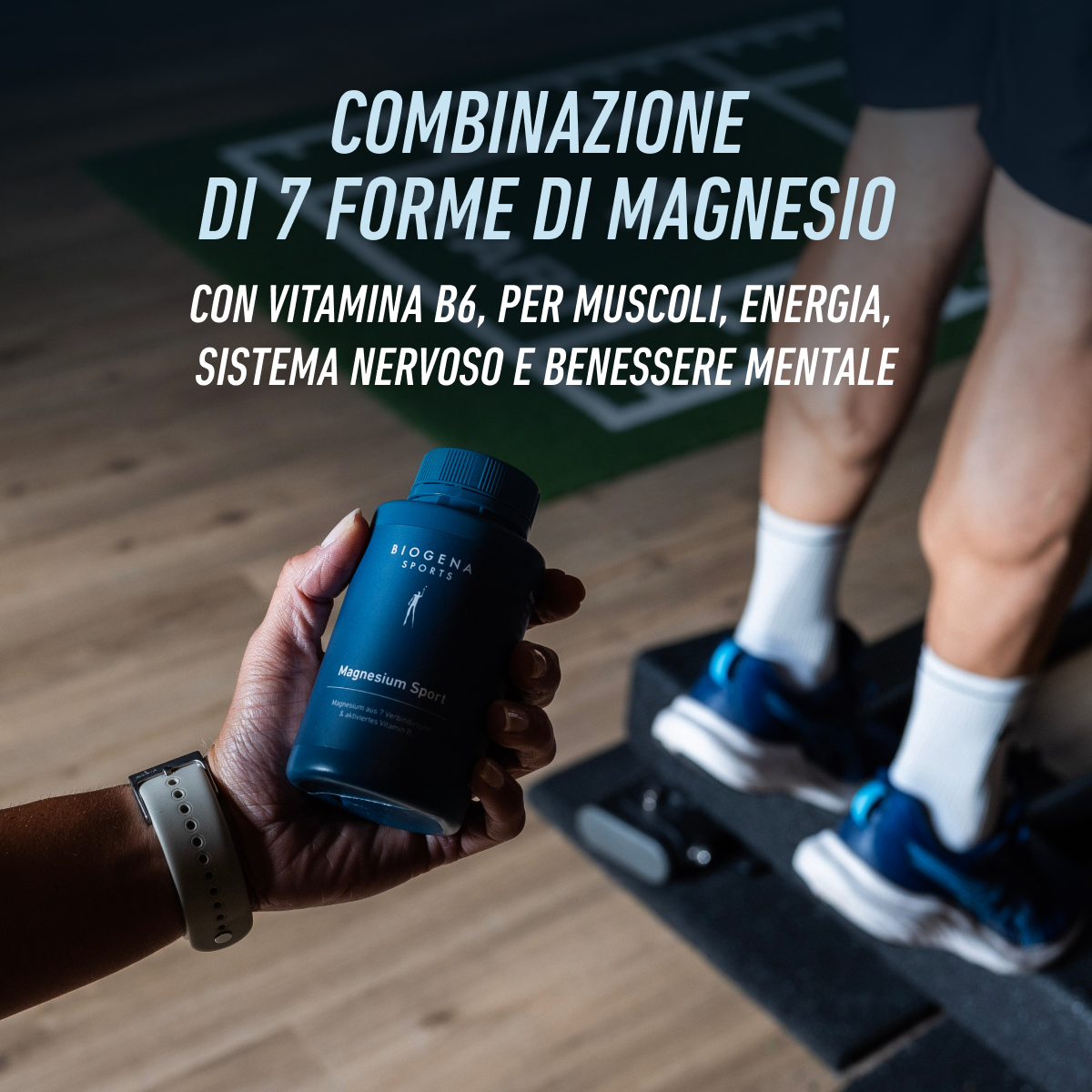 Biogena Sports Magnesium Sport z połączeniem 7 związków magnezu i aktywną witaminą B6. Magnez wspiera prawidłowe funkcjonowanie mięśni, metabolizm energetyczny, układ nerwowy oraz wspomaga prawidłowe funkcje psychologicz