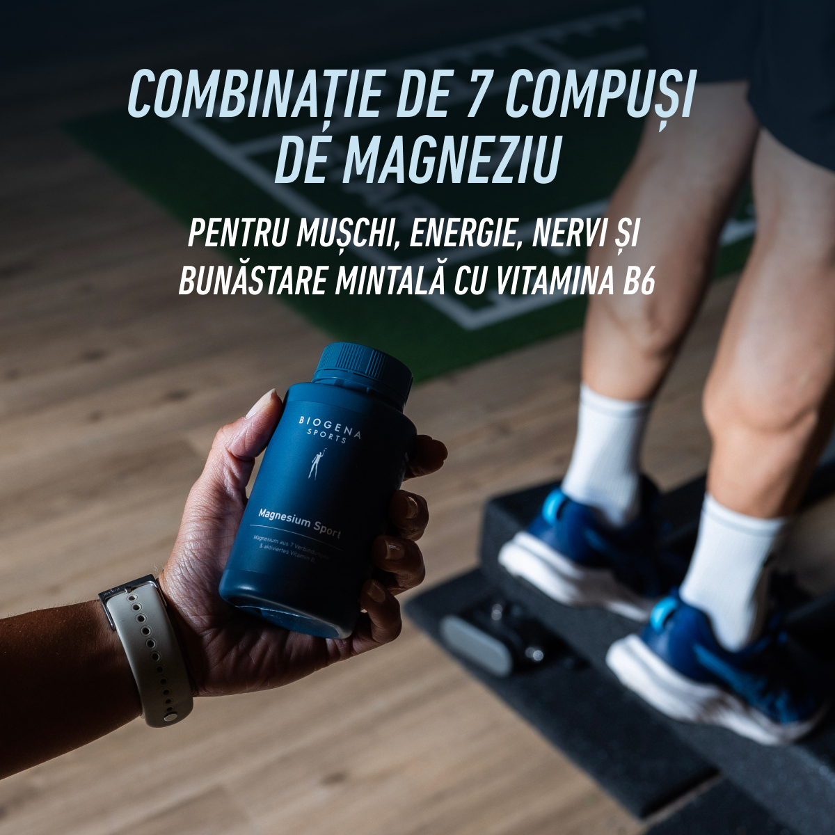 Băutura ta zilnică cu magneziu BIOGENA, formulă all-in-one pentru energie, nervi și performanță sportivă, ușor de integrat în rutina de antrenament.