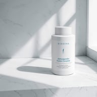 BIOGENA Ashwagandha Fusion Complete Dose, weisse Dose auf Marmor, Fensterschatten