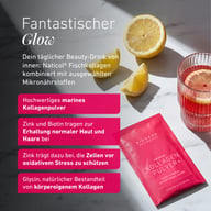 Grafika o pięknie od wewnątrz: opatentowane składniki, codzienna rutyna beauty wspierana od środka, wsparcie dla skóry, włosów i paznokci oraz austriacka ekspertyza naukowa opracowana przez BIOGENA.