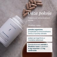 Rhodiola rosea pomáha organizmu prispôsobiť sa emocionálnemu stresu a fyzickej námahe. Podporuje kognitívnu a mentálnu výkonnosť. Štandardizovaný extrakt obsahuje 6 mg rosavínov a 2 mg salidrozidov.