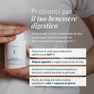 Probiotico Omni Lactis® Metabolic Enterococcus di BIOGENA per il benessere digestivo. Favorisce la naturale produzione di GLP-1, aiuta a ridurre l’appetito, supporta il metabolismo energetico e si assume con una sola cap
