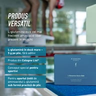PRODUS VERSATIL BIOGENA SPORTS L-Glutamine: L-glutamina este cel mai frecvent aminoacid liber din mușchi. Stick-uri cu 5 g, fără aditivi, concepute pentru sportivi, ușor de utilizat.