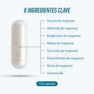Biogena Sports Magnesium Sport z 8 wyselekcjonowanymi składnikami: siedmioma formami magnezu, w tym taurynianem, diglicynianem, jabłczanem i bursztynianem magnezu, uzupełnionymi witaminą B6. Do codziennej suplementacji.