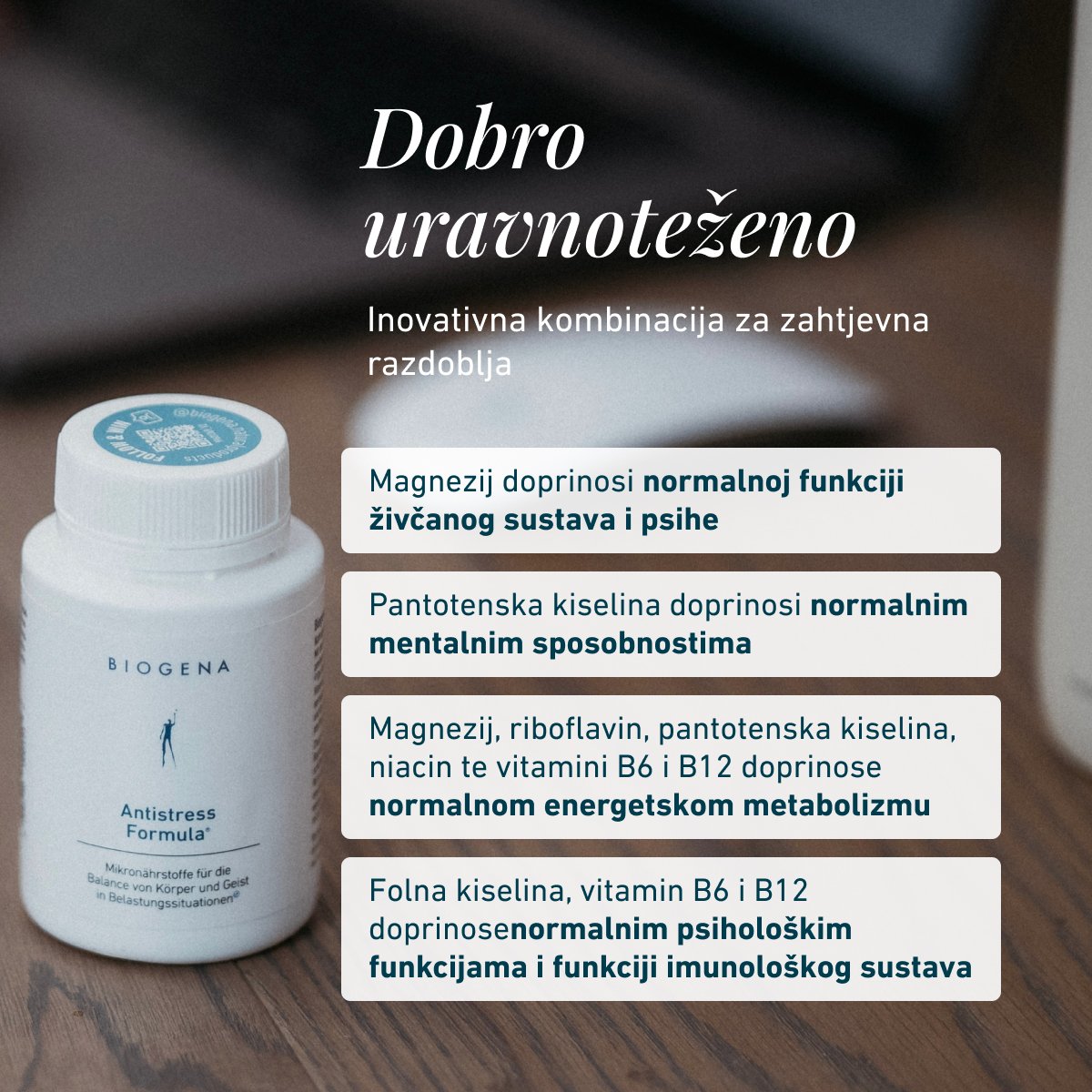 Biogena, Antistress Formula®, Boca, bijela, Mikronutrijenti za ravnotežu tijela i duha u stresnim situacijama®