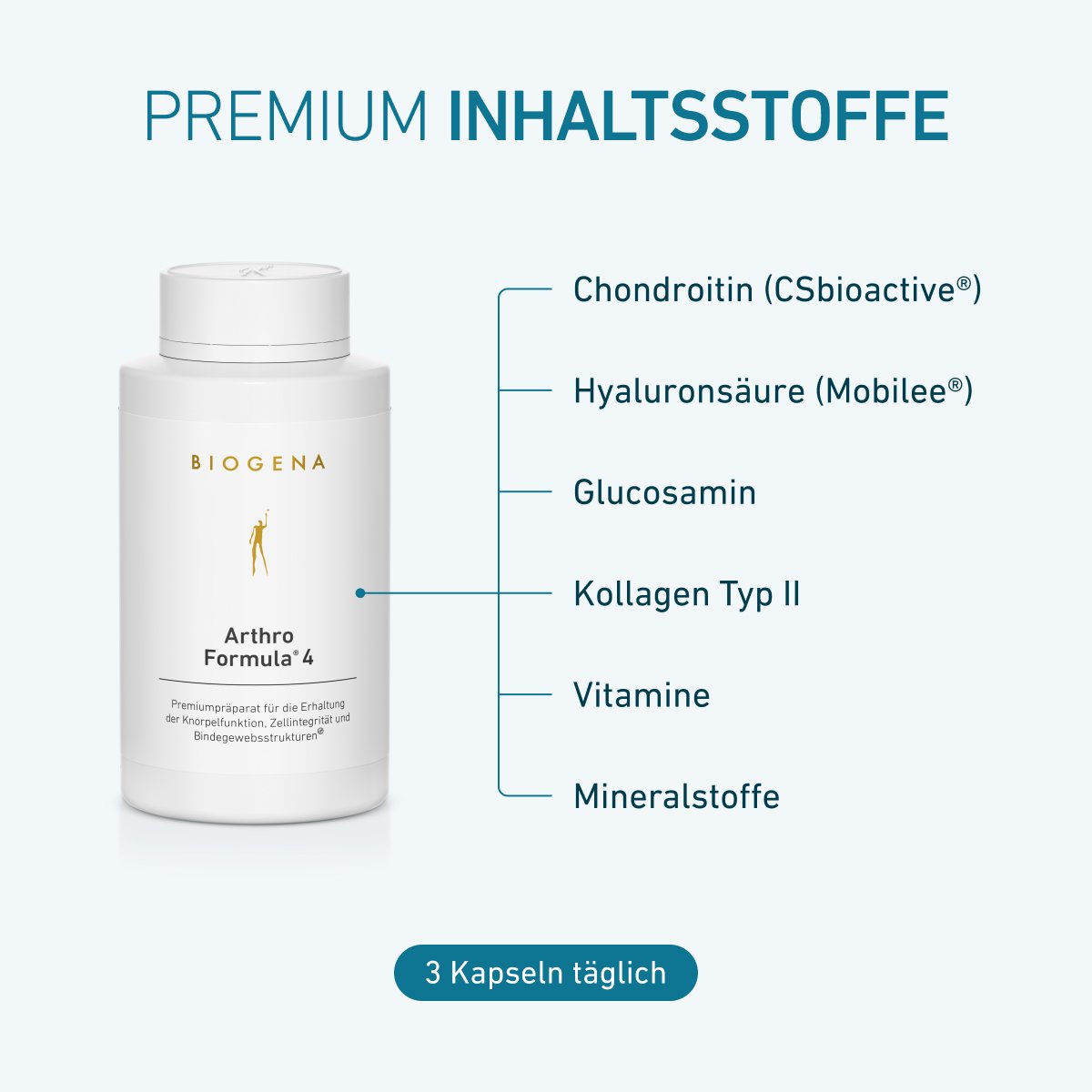 Biogena, Arthro Formula® 4, Flasche, weiß, Premiumpräparat für die Erhaltung der Knorpelfunktion, Zellintegrität und Bindegewebsstrukturen®