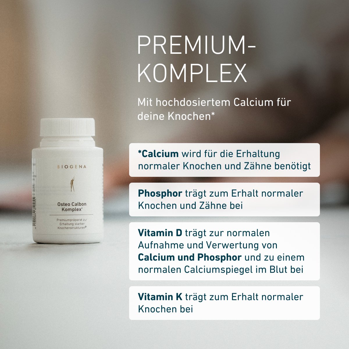 Biogena, Osteo Calbon Komplex®, Flasche, weiß, Premiumpräparat zur Erhaltung starker Knochenstrukturen®