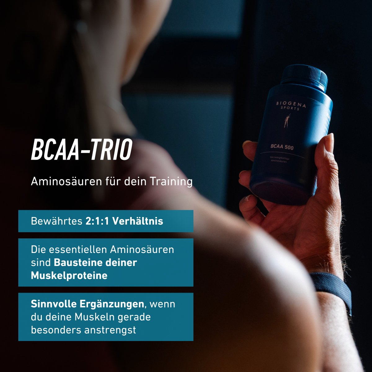 Biogena Sports, BCAA 500, Flasche, petrol, Verzweigtkettige Aminosäuren