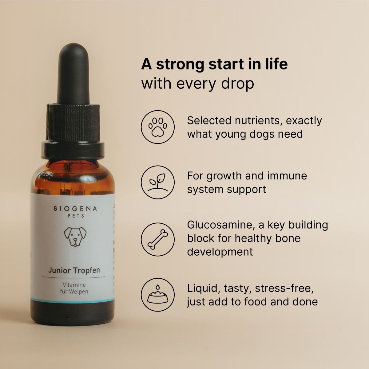 Biogena, Junior Tropfen, Bottle, white, Vitamins for puppies