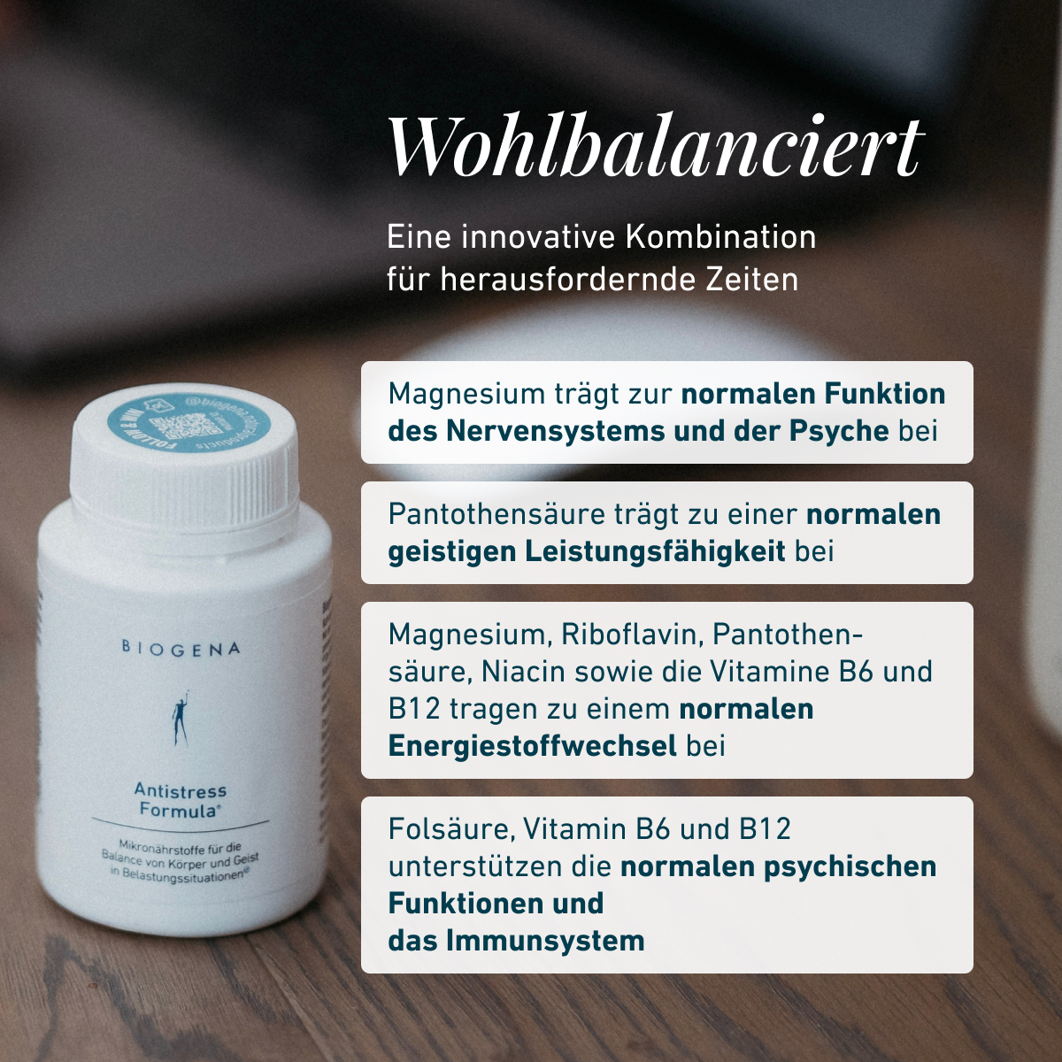 Biogena, Antistress Formula®, Sticlă, alb, Micronutrienți pentru echilibrul corpului și al minții în situații de stres®