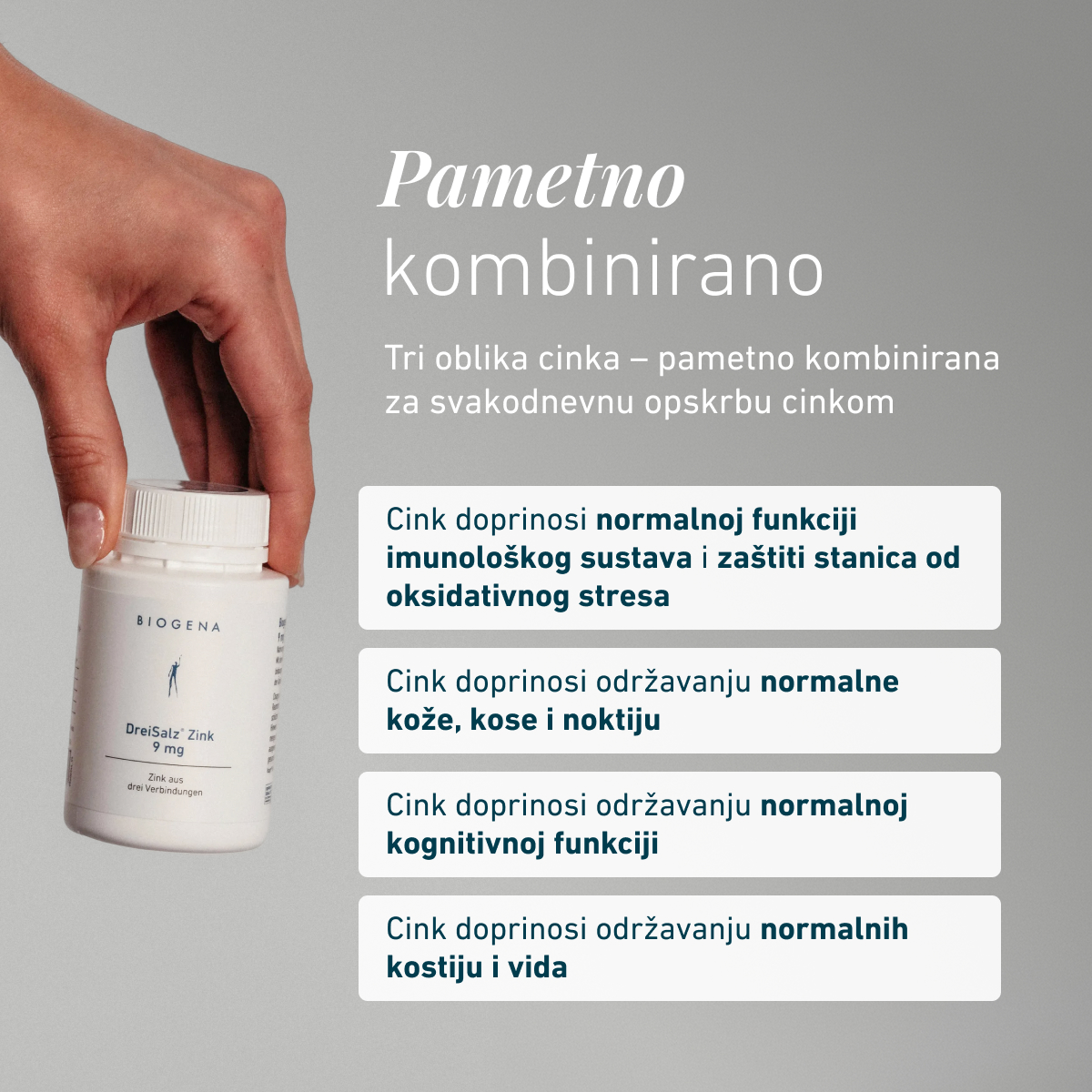Biogena, DreiSalz® Zink 9 mg, Boca, bijela, Cink iz tri spoja