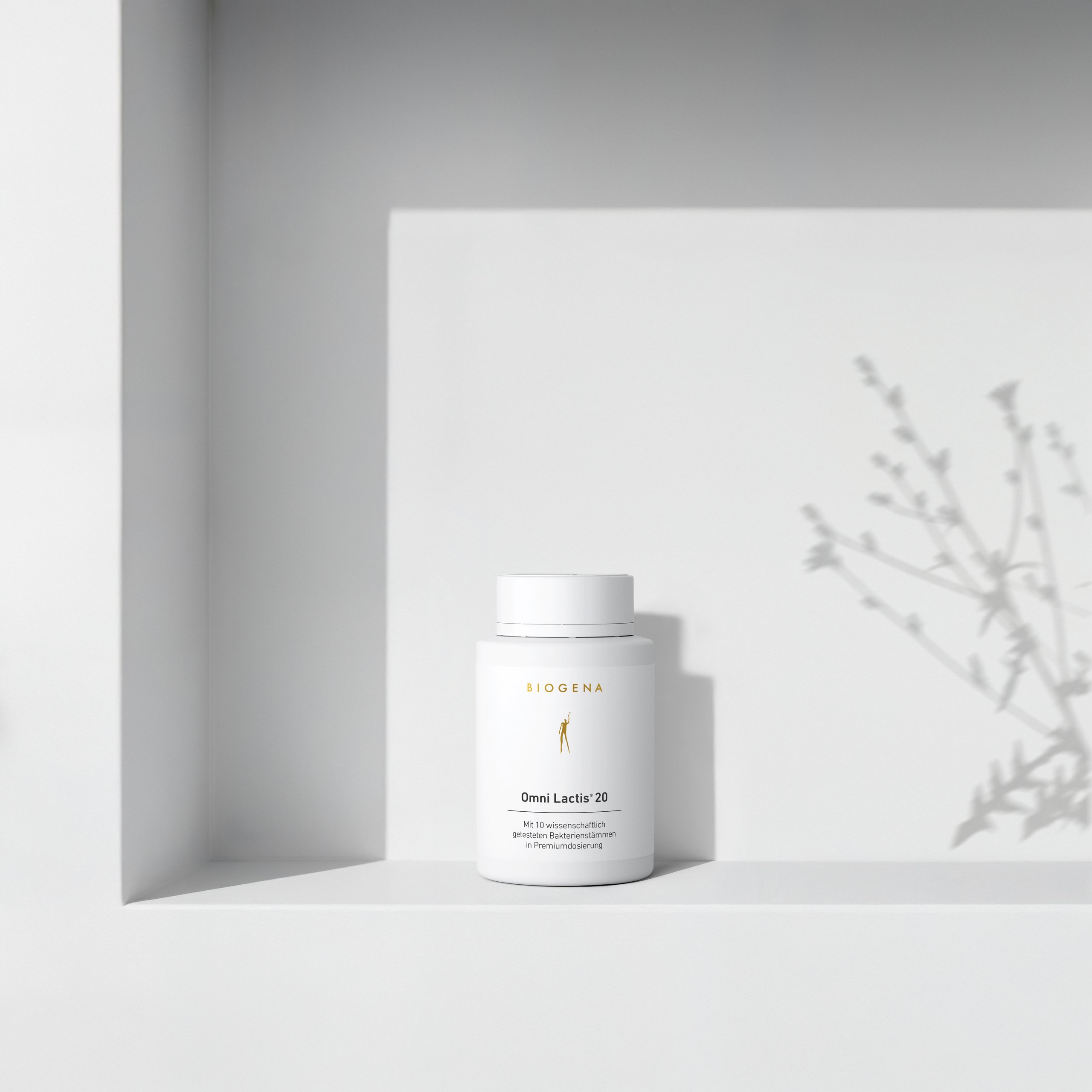 Biogena, Omni Lactis® 20, Sticlă, alb, Cu 10 tulpini bacteriene testate științific în dozare premium