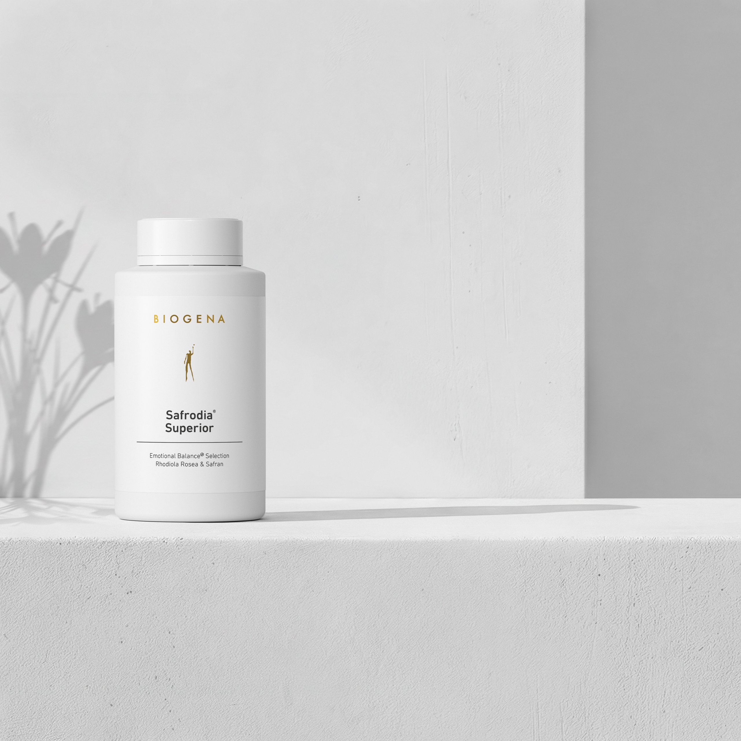 Biogena, Safrodia® Superior, Sticlă, alb, Selecție Emotional Balance® Rhodiola Rosea & șofran