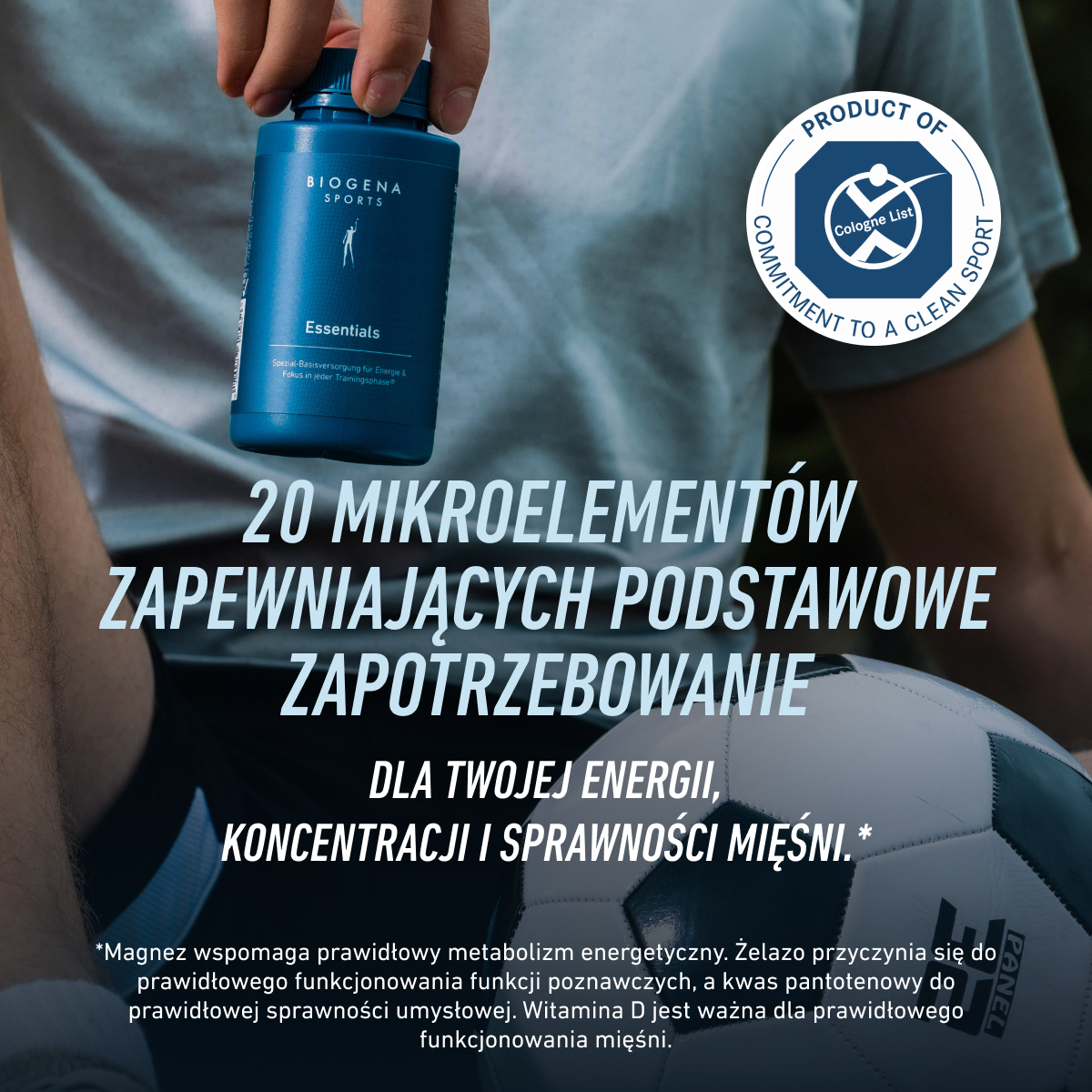 Biogena Sports, Essentials, Butelka, petrol, Specjalne podstawowe zaopatrzenie w energię i koncentrację w każdej fazie treningu®