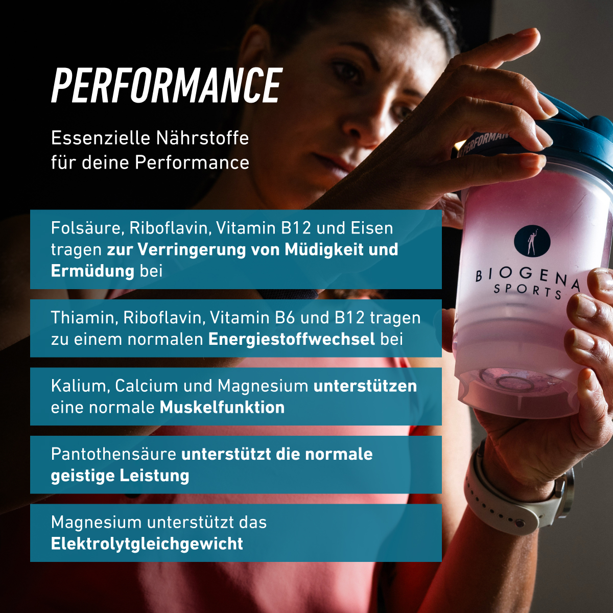 Biogena Sports, Performance, Cutie, petrol, Formulă pentru performanțe de top – putere dusă la punct 34 ingrediente selectate științific BY MARCEL HIRSCHER – FRUITY TASTE