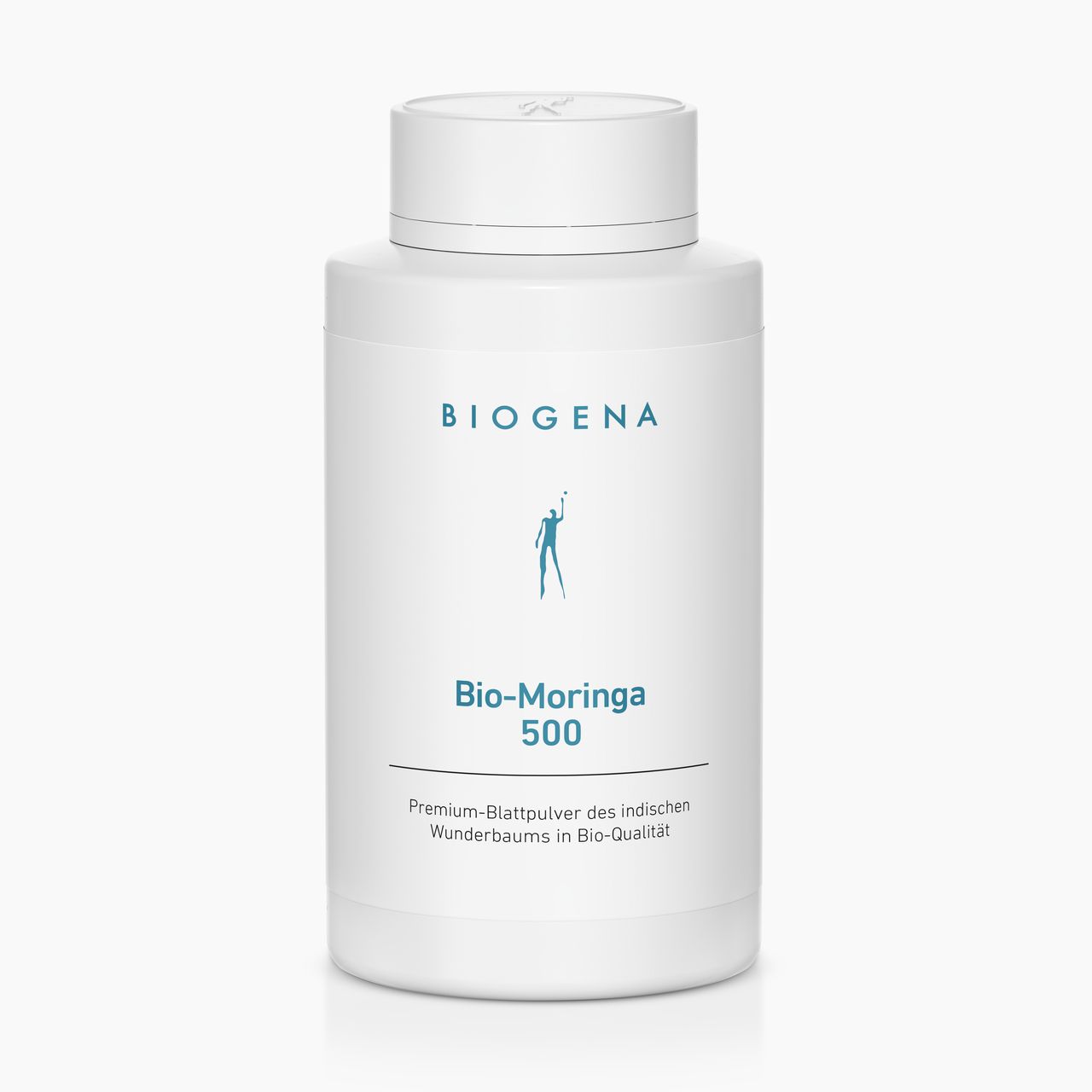 Biogena, Bio-Moringa 500, Flasche, weiß, Premium-Blattpulver des indischen Wunderbaums in Bio-Qualität