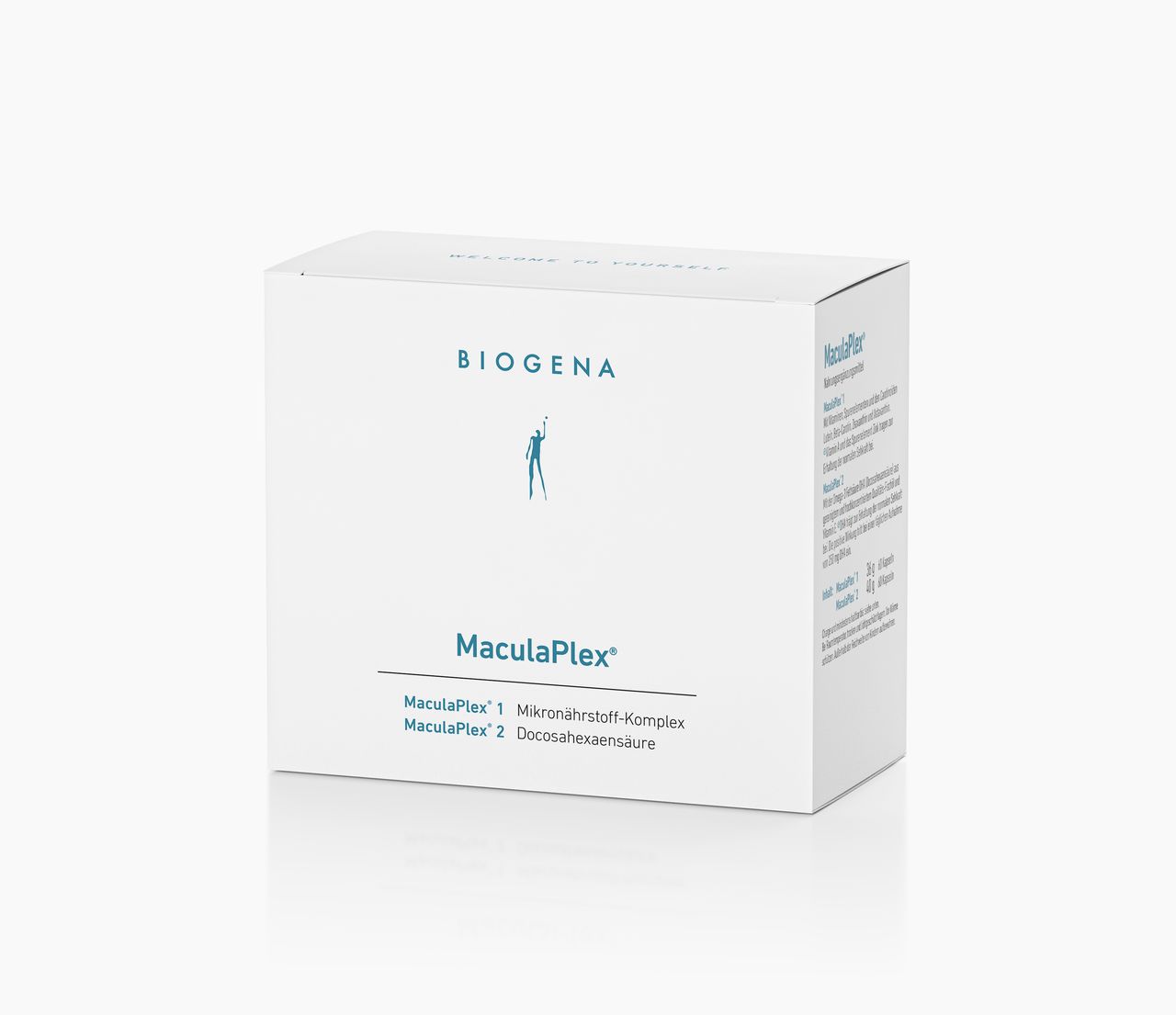 Biogena, MaculaPlex®, Carton, white, MaculaPlex® 1 Micronutrient complex / MaculaPlex® 2 Docosahexaenoic acid