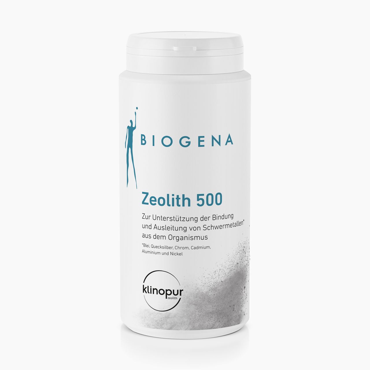 Biogena, Zeolith 500, Flasche, weiß, Zur Unterstützung der Bindung und Ausleitung von Schwermetallen* aus dem Organismus *Blei, Quecksilber, Chrom, Cadmium, Aluminium und Nickel