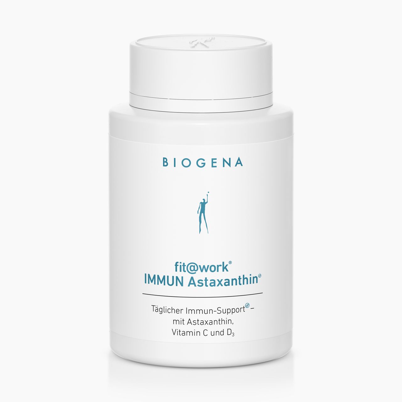 Biogena, fit@work® IMMUN Astaxanthin®, Bottle, white, Daily immune support® – with astaxanthin, vitamin C and D3