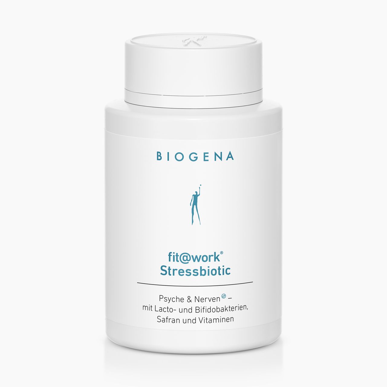 Biogena, fit@work® Stressbiotic, Flasche, weiß, Psyche & Nerven®- mit Lacto- und Bifidobakterien, Safran und Vitaminen