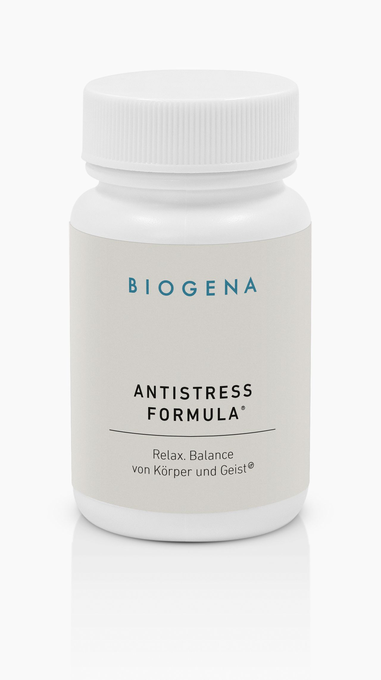Biogena, ANTISTRESS FORMULA®, Bottle, white, Relax. Balance of body and mind®