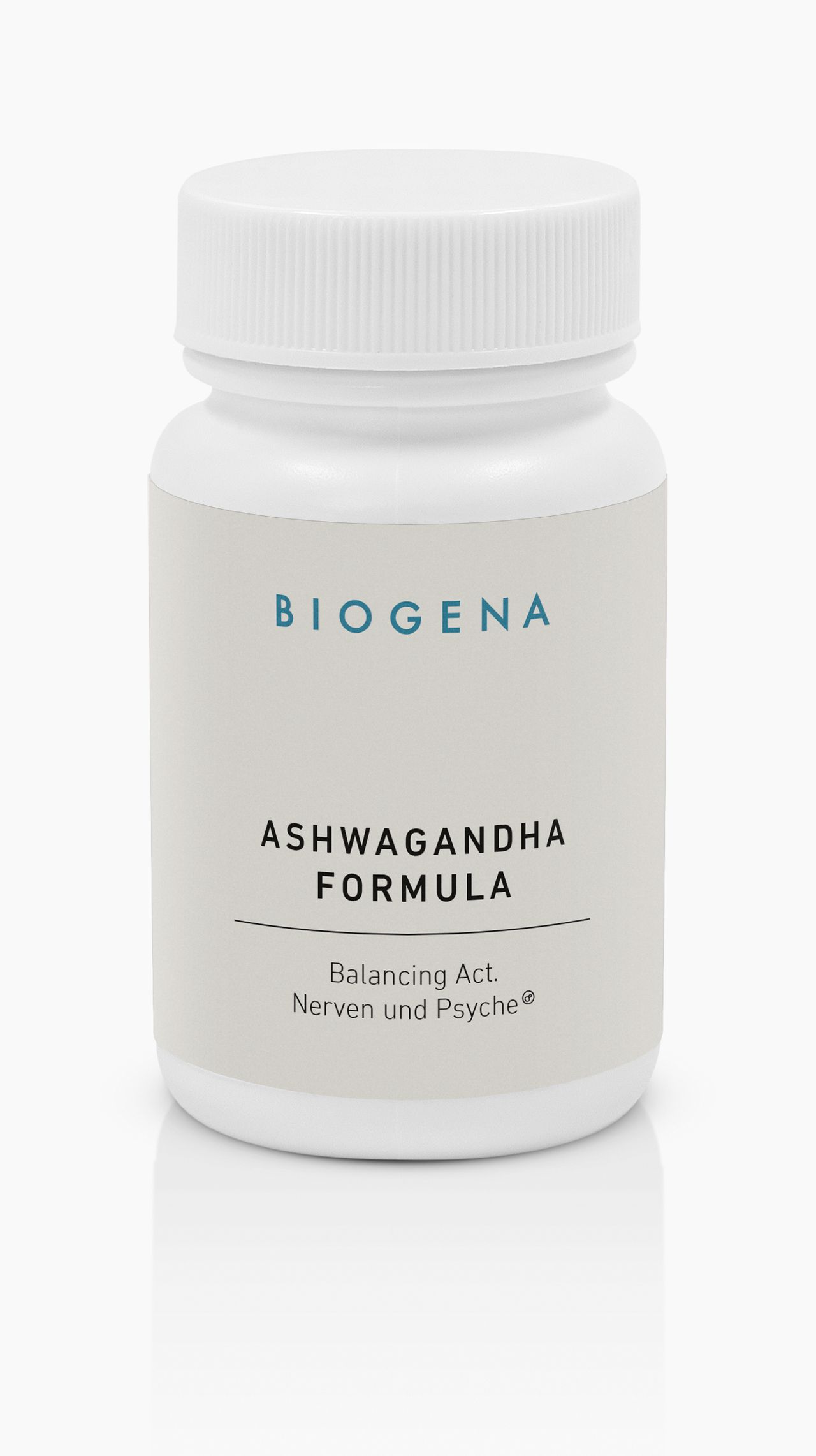 Biogena, ASHWAGANDHA FORMULA, Bottle, white, Balancing Act. Nerves and Psyche®