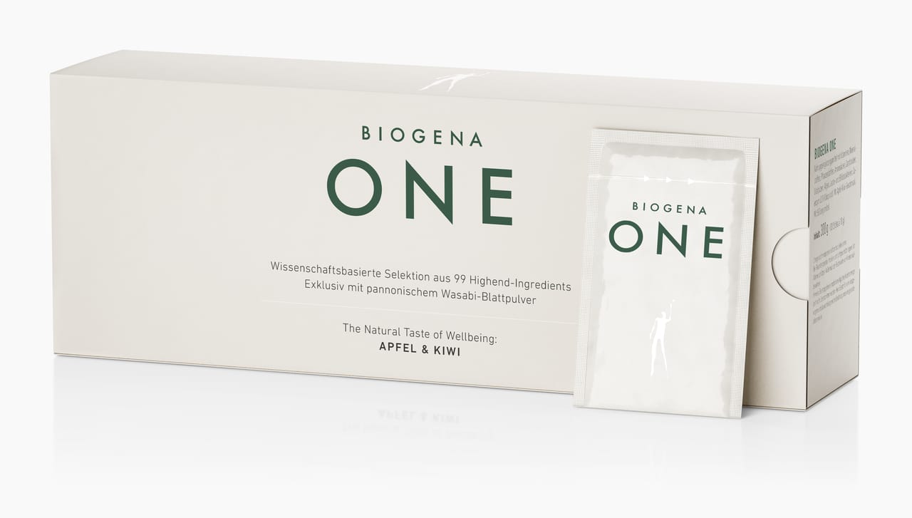 Biogena One, ONE, Cartone, bianco, Selezione basata sulla scienza di 99 ingredienti di alta gamma In esclusiva con polvere di foglie di wasabi pannonico