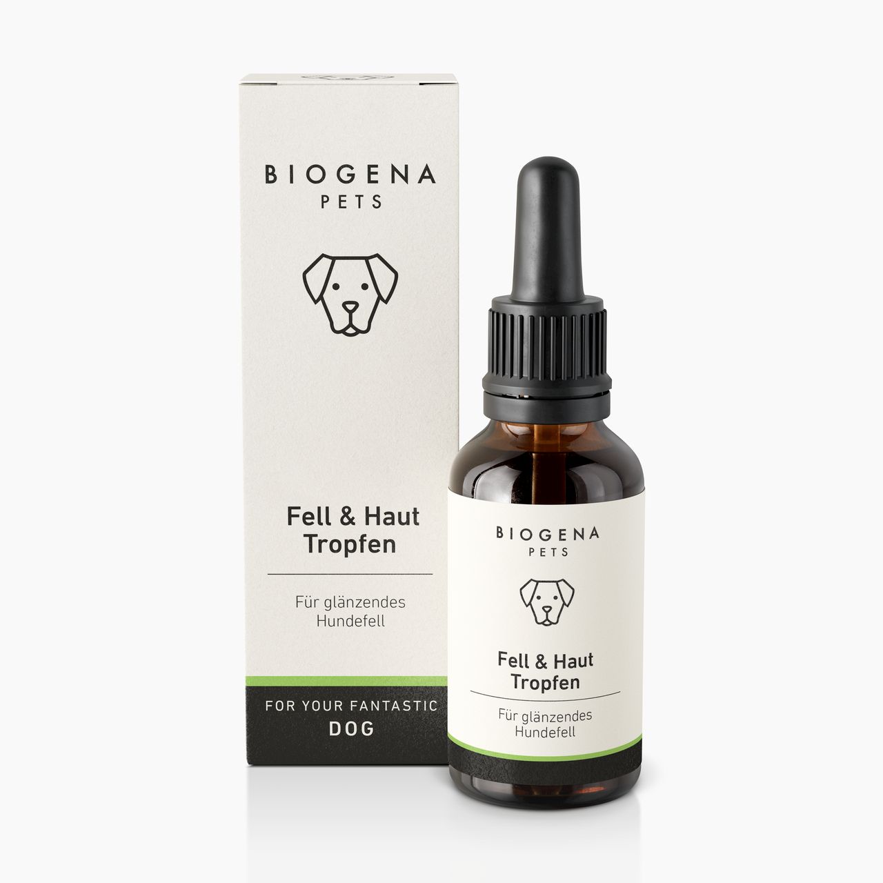 Biogena, Fell & Haut Tropfen, Flasche, weiß, Für glänzendes Hundefell