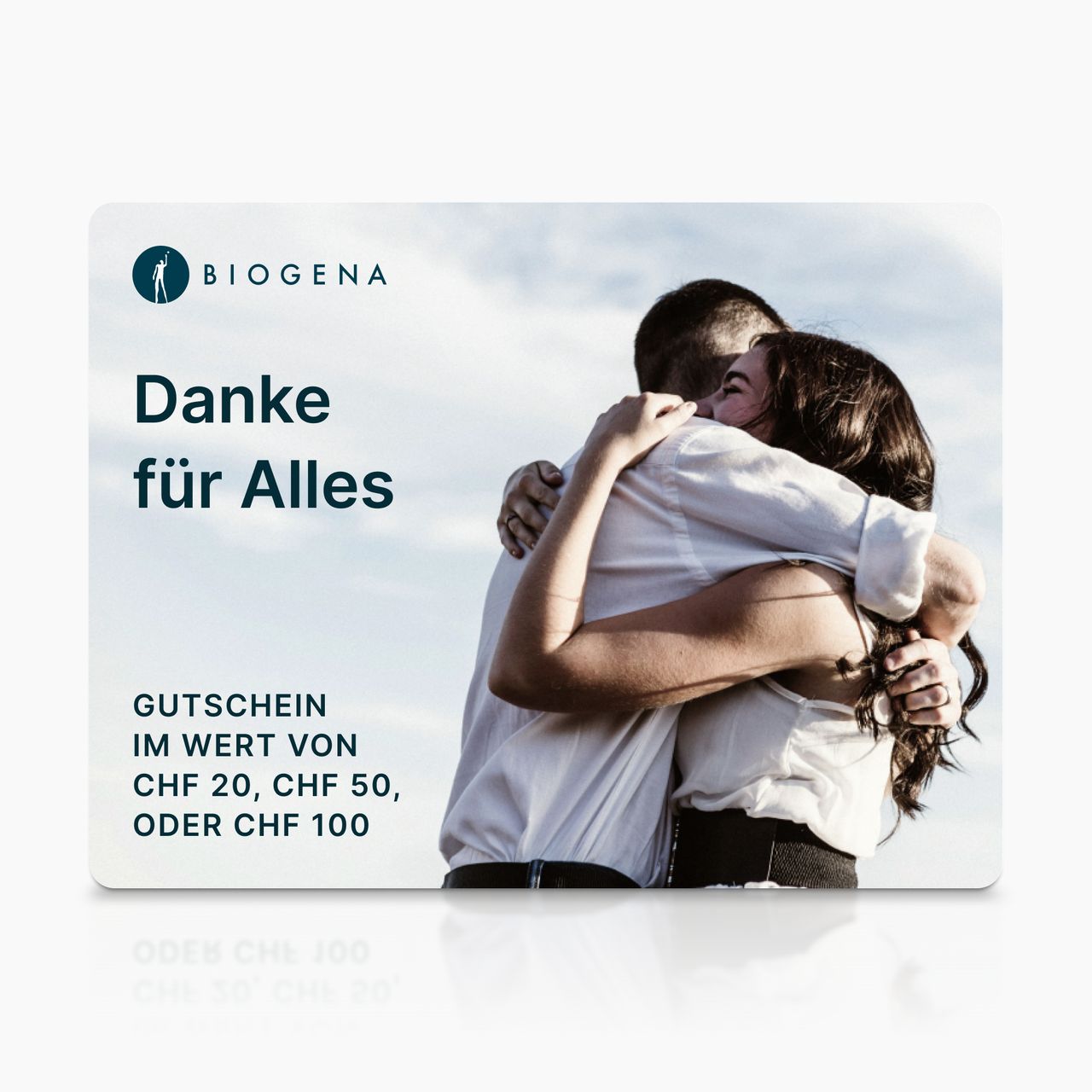 BIOGENA Geschenkkarte, Text Grazie di tutto, umarmendes Paar, Himmel