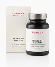 Biogena Aesthetics, MIRASKIN+ SUPERIOR, Flasche, weiß, Die Kunst der Haut-Langlebigkeit. Für strahlende Haut+ von innen.