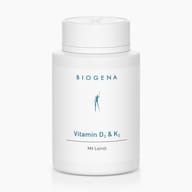 Biogena, Vitamin D₃ & K₂, Flasche, weiß, Mit Leinöl