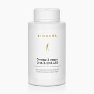 Biogena, Omega 3 vegan DHA & EPA 450, Flasche, weiß, Hoch dosiertes Premiumpräparat aus fermentierten Indoor-Algen