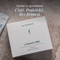 BIOGENA L-Glutamin 3000 v praktických vrecúškach na cesty. Čistý L-glutamín v jednotlivých porciách – čistý, praktický a koncentrovaný.