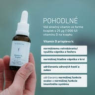 BIOGENA Vitamin D3 Tropfen v ruke – vitamín D prispieva k zdraviu kostí a zubov, funkcii svalov a imunitného systému.