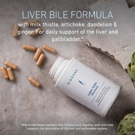 BIOGENA Liver Bile Formula with milk thistle, artichoke, dandelion and ginger for daily support of the liver and gallbladder.