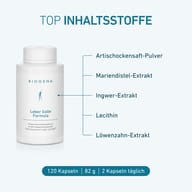BIOGENA Formuła na wątrobę i pęcherzyk żółciowy z proszkiem z soku z karczocha, ekstraktem z ostropestu, imbirem, lecytyną i ekstraktem z mniszka lekarskiego. 120 kapsułek, 2 kapsułki dziennie.