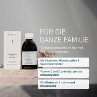 BIOGENA Multispektrum 24/7® Aktiv Saft per tutta la famiglia. 17 micronutrienti con vitamine, minerali e oligoelementi. Adatto a bambini dai 4 anni e adulti.