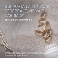Capsule di omega-3 BIOGENA con EPA e DHA per contribuire alla normale funzione cardiaca e cerebrale e al mantenimento della capacità visiva normale.