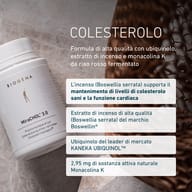 BIOGENA MiraCHOL® 3.0 con ubichinolo, estratto di incenso e monacolina K per favorire il mantenimento di livelli sani di colesterolo e la funzione cardiaca.