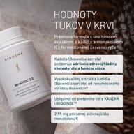 BIOGENA MiraCHOL® 3.0, prémiová formula s ubichinolom, extraktom z boswellie a monakolínom K. Boswellia pomáha udržiavať zdravú hladinu cholesterolu a podporuje činnosť srdca.