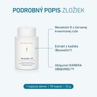 BIOGENA MiraCHOL® 3.0 s monakolínom K z červenej fermentovanej ryže, extraktom z boswellie Boswellin® a ubichinolom KANEKA UBIQUINOL™. 90 kapsúl, 1 kapsula denne.