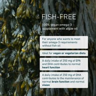 Algae representing the fish-free BIOGENA omega-3 supplement with EPA and DHA, suitable for vegan and vegetarian diets.