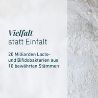 Grafika koja ističe raznolikost BIOGENA Omni Lactis® 20 s 20 milijardi laktobacila i bifidobakterija iz 10 odabranih sojeva.