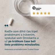 5-hviezdičková recenzia na BIOGENA Omni Lactis® 20 Gold: po dlhodobých tráviacich ťažkostiach používateľ uvádza, že problémy v krátkom čase zmizli.