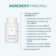 BIOGENA Omni Lactis® 20 con 10 ceppi batterici scientificamente testati e inulina da radice di cicoria.