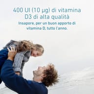 400 UI (10 µg) di vitamina D3 per bambini. Gocce di vitamina D di alta qualità e dal gusto neutro per un buon apporto durante tutto l’anno.