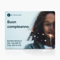 Gift card BIOGENA, testo, persona sfocata, stellina, scintille