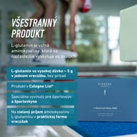 BIOGENA SPORTS L-Glutamine Sticks 5000 pri bazéne. Jedno vrecúško obsahuje 5 g L-glutamínu. Produkt je na Cologne List® a je určený na cielený príjem L-glutamínu.