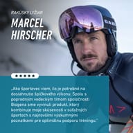 Rakúsky lyžiar Marcel Hirscher v lyžiarskej výstroji. BIOGENA SPORTS Performance vznikol v spolupráci s ním a spája jeho skúsenosti zo súťažného športu s najnovšími výskumnými poznatkami.