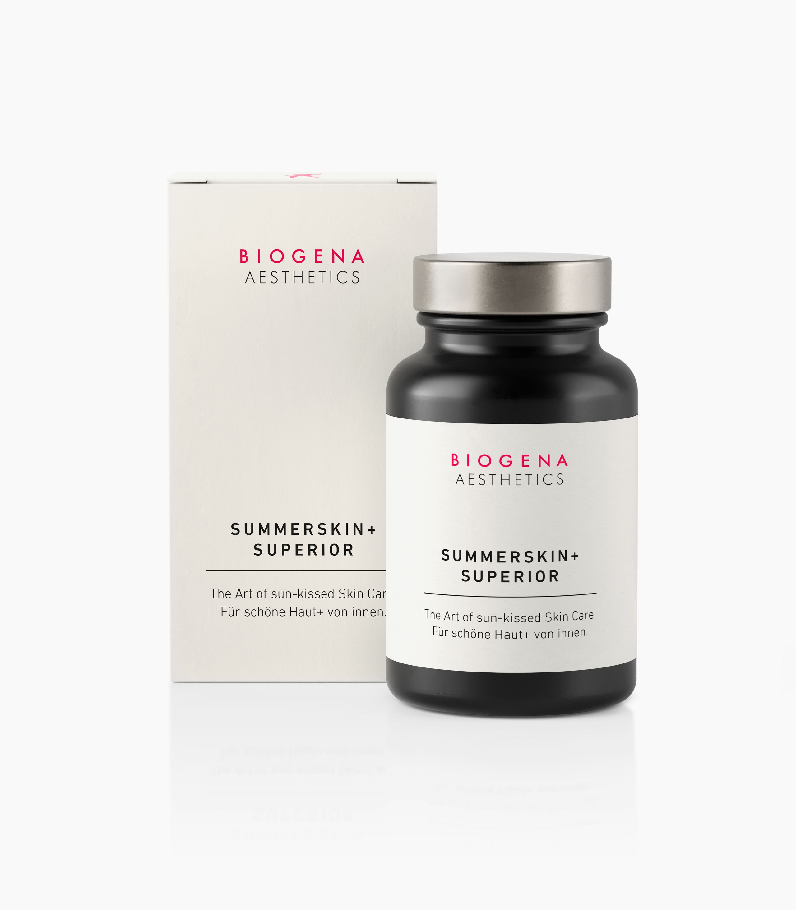 Biogena Aesthetics, SUMMERSKIN+ SUPERIOR, Bottle, white, The Art of sun-kissed Skin Care. For beautiful skin+ from within.